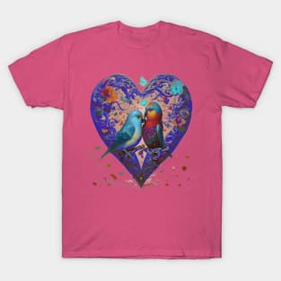 Galentines day and Valentine’s Day parrot’s canoodling T-Shirt